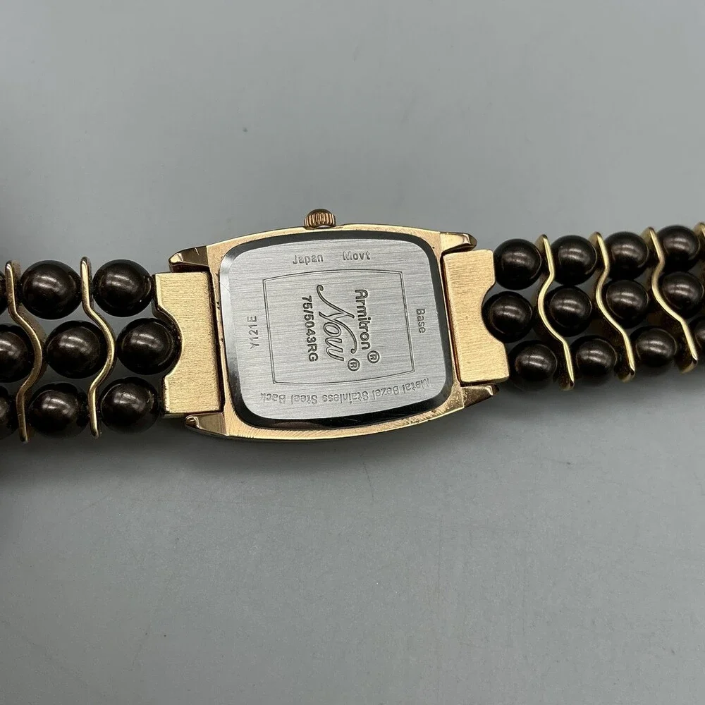 Armitron Now Women Watch 20mm Abalone Brown Gold Tone Bracelet New Battery 7.75